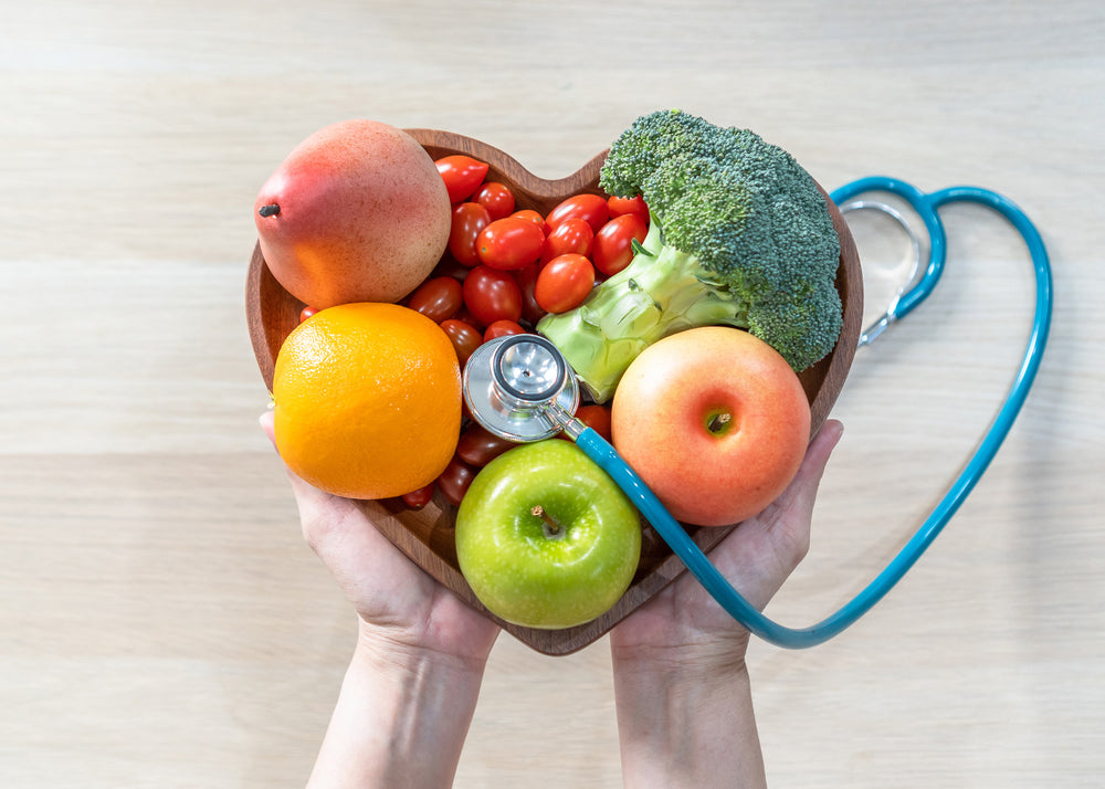 Plate piled high with heart-healthy foods