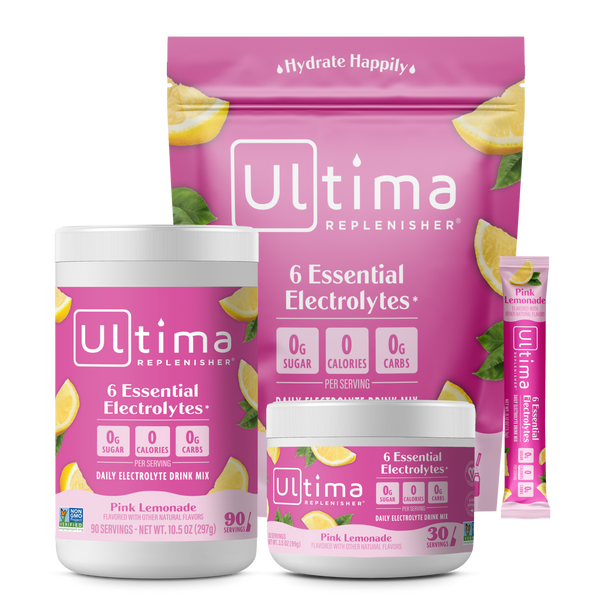 Ultima Replenisher Pink Lemonade electrolyte hydration powder