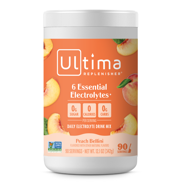 Ultima Replenisher Peach Bellini electrolyte hydration powder