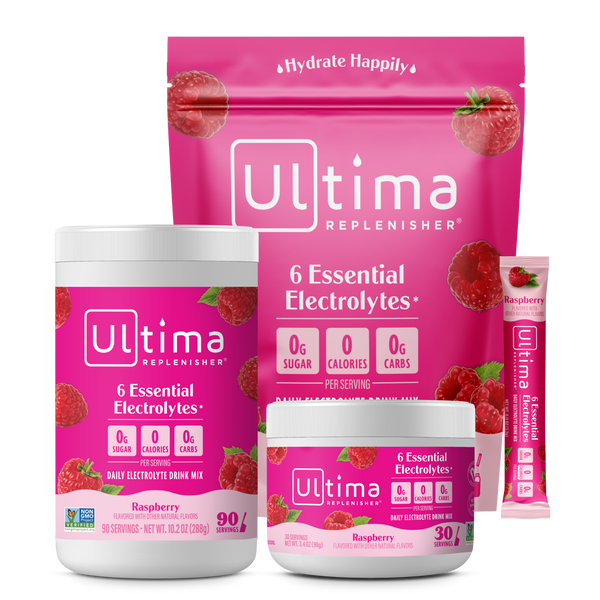 Ultima Replenisher Raspberry electrolyte hydration powder